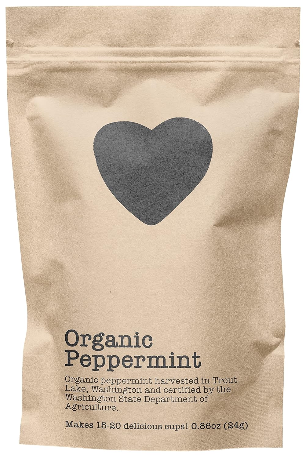 Organic Peppermint 15-20 Servings Eco Conscious Zip Pouch Caffeine Free 0.88 Ounce Small