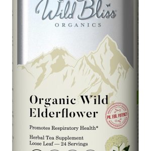 Wild Bliss Organic Elderflower Tea Immune and Respiratory Support Caffeine Free Loose Leaf 24 Servings