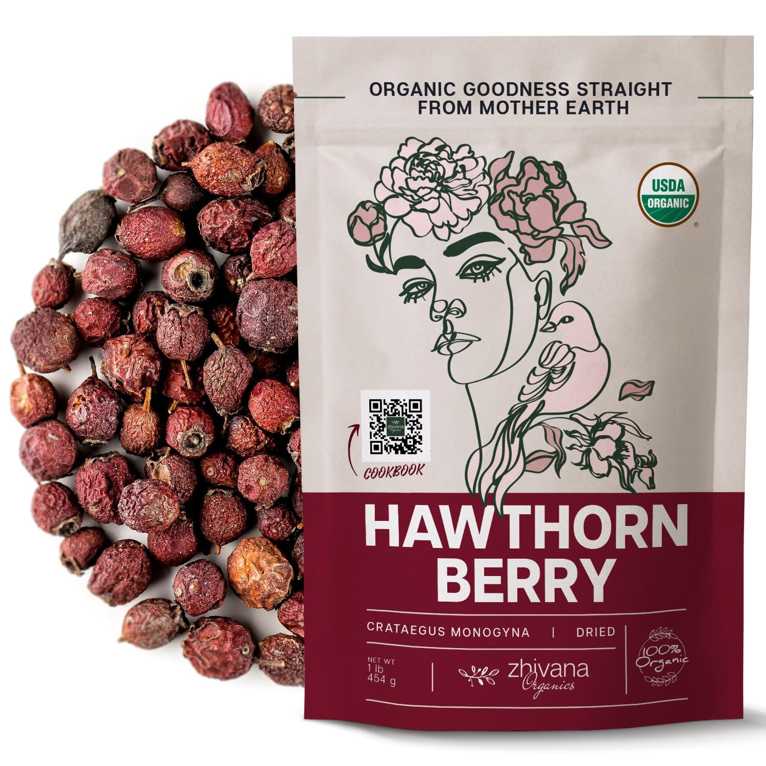 Organic Hawthorn Berry Tea 16 oz. High Blood Pressure Heart Health Support Relaxation - Image 2