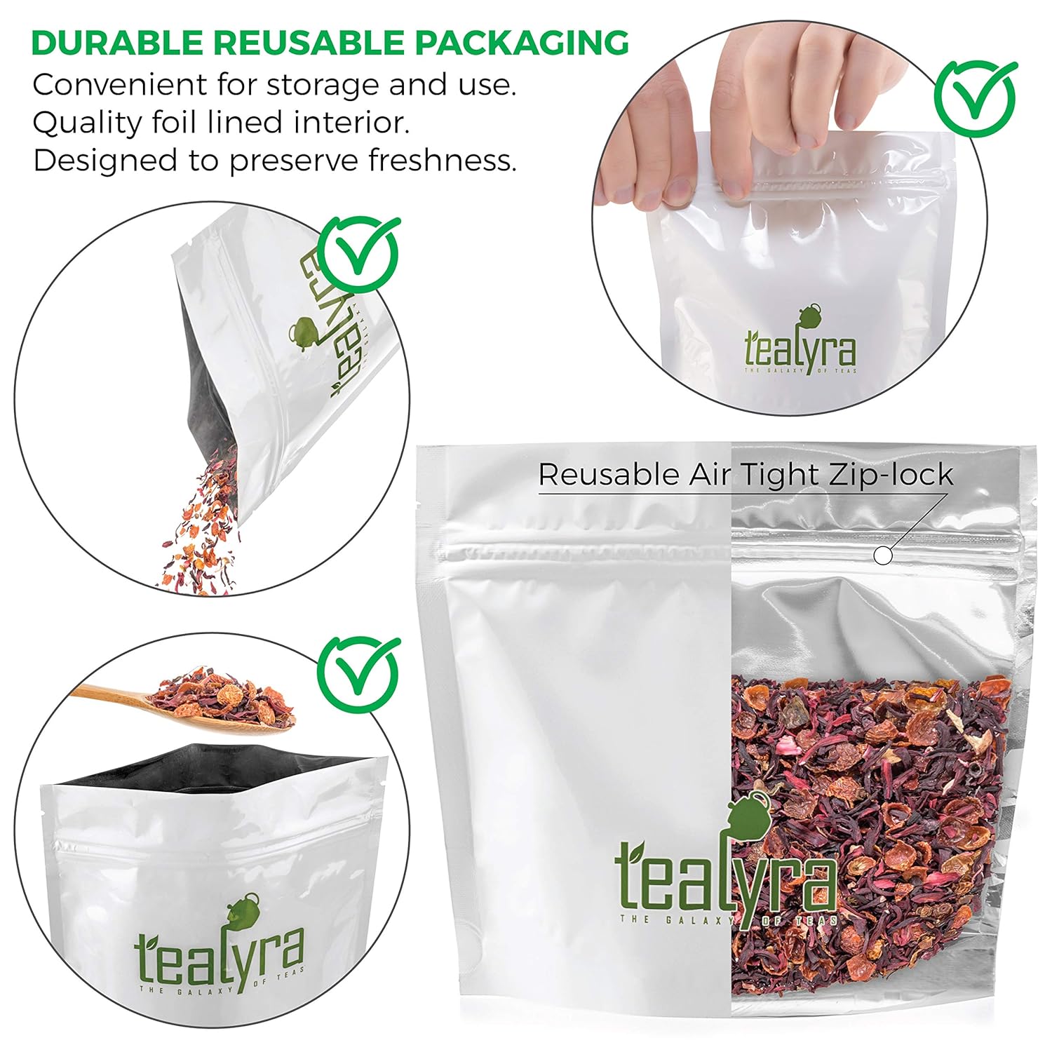Tealyra Hibiscus and Rosehips Herbla Loose Leaf Tea Health Tonic Supports Healthy Blood Pressure Caffeine Free - Image 3