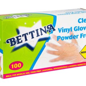Bettina Clear Vinyl Gloves Powder Free M 100 P