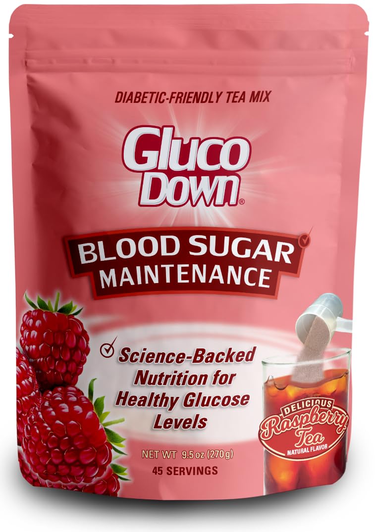 GLUCODOWN Delicious Raspberry Tea Mix Blood Sugar & Cholesterol 45 Servings - Image 4