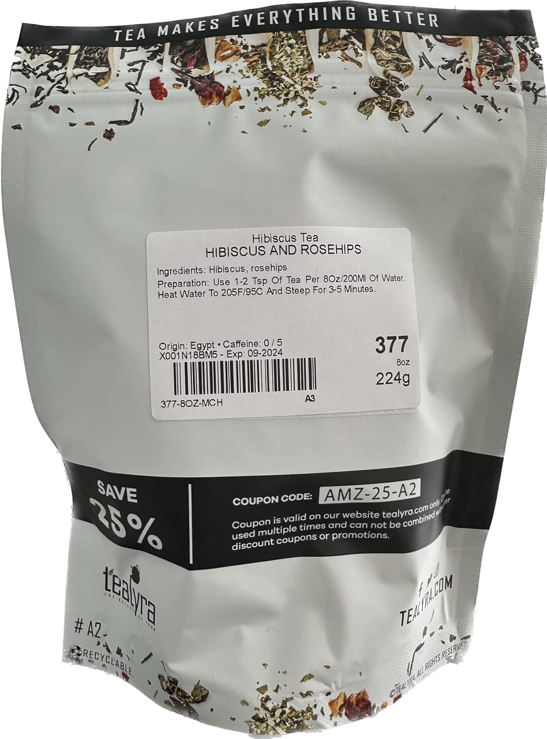 Tealyra Hibiscus and Rosehips Herbla Loose Leaf Tea Health Tonic Supports Healthy Blood Pressure Caffeine Free - Image 6
