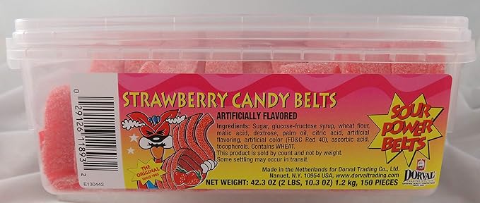 Sour Power Belts, Strawberry (150-Count Belts), 42.3 Ounce Tub - Image 3
