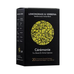 Ceremonie Tea Lemongrass & Verbena Mediterranean Herbal Infusion Loose Leaf Tea Caffeine Free 20 Pyramid Sachet