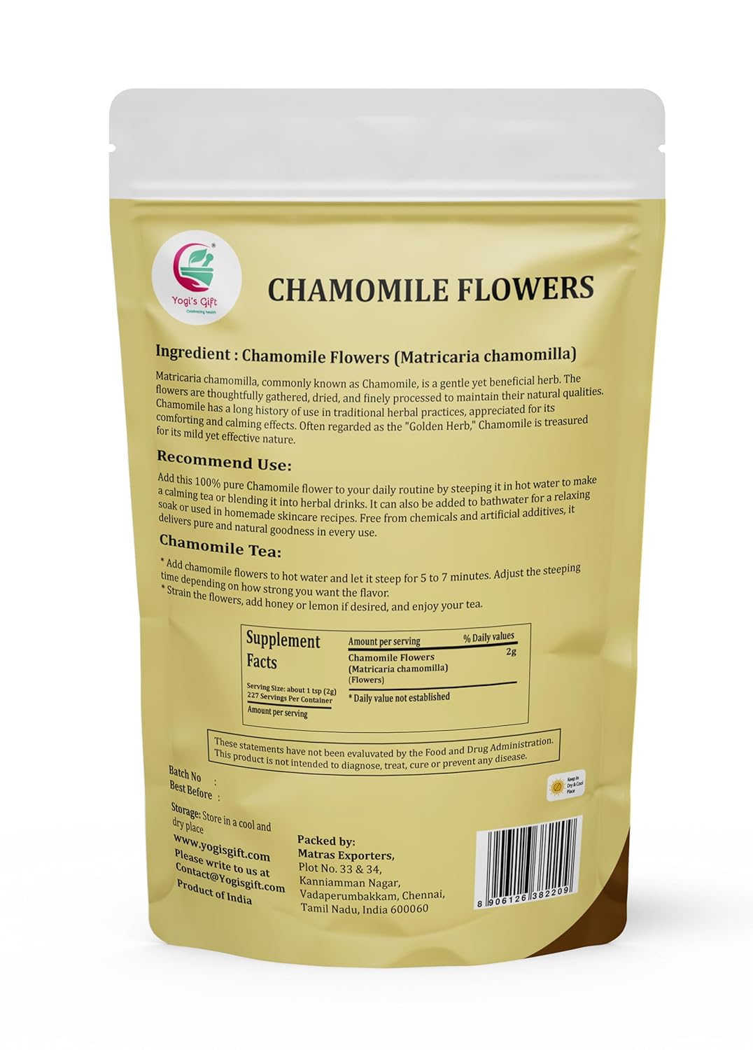 Chamomile Flowers 1 LB 100% Natural Loose Leaf Chamomile Tea 1 LB Bulk Pack - Image 3