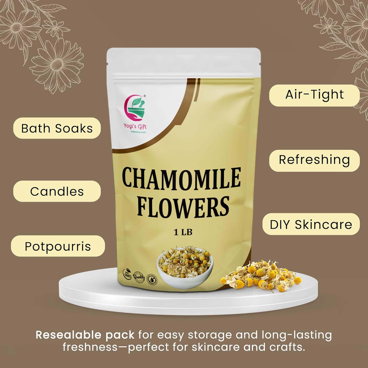 Chamomile Flowers 1 LB 100% Natural Loose Leaf Chamomile Tea 1 LB Bulk Pack - Image 6