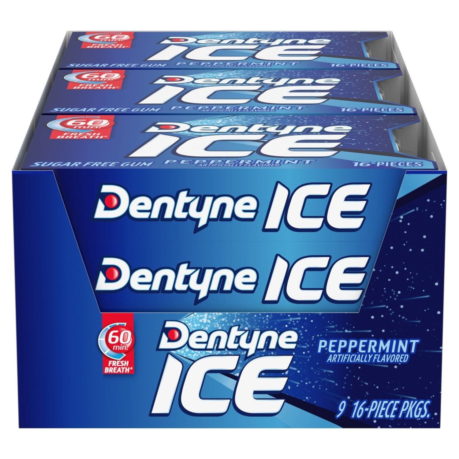 Dentyne Ice Peppermint Sugar Free Gum, Pack of 9 - Image 2