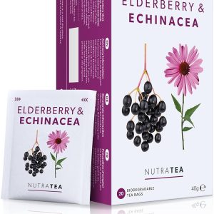 Nutra Tea Elderberry & Echinacea Tea Elderberry Tea Immunity Teas 20 Individually Wrapped Bags