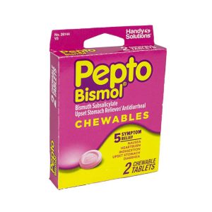 Pepto Bismol Chewables 5 Symptom Relief Single Pack 262mg/2pk/12ct Box