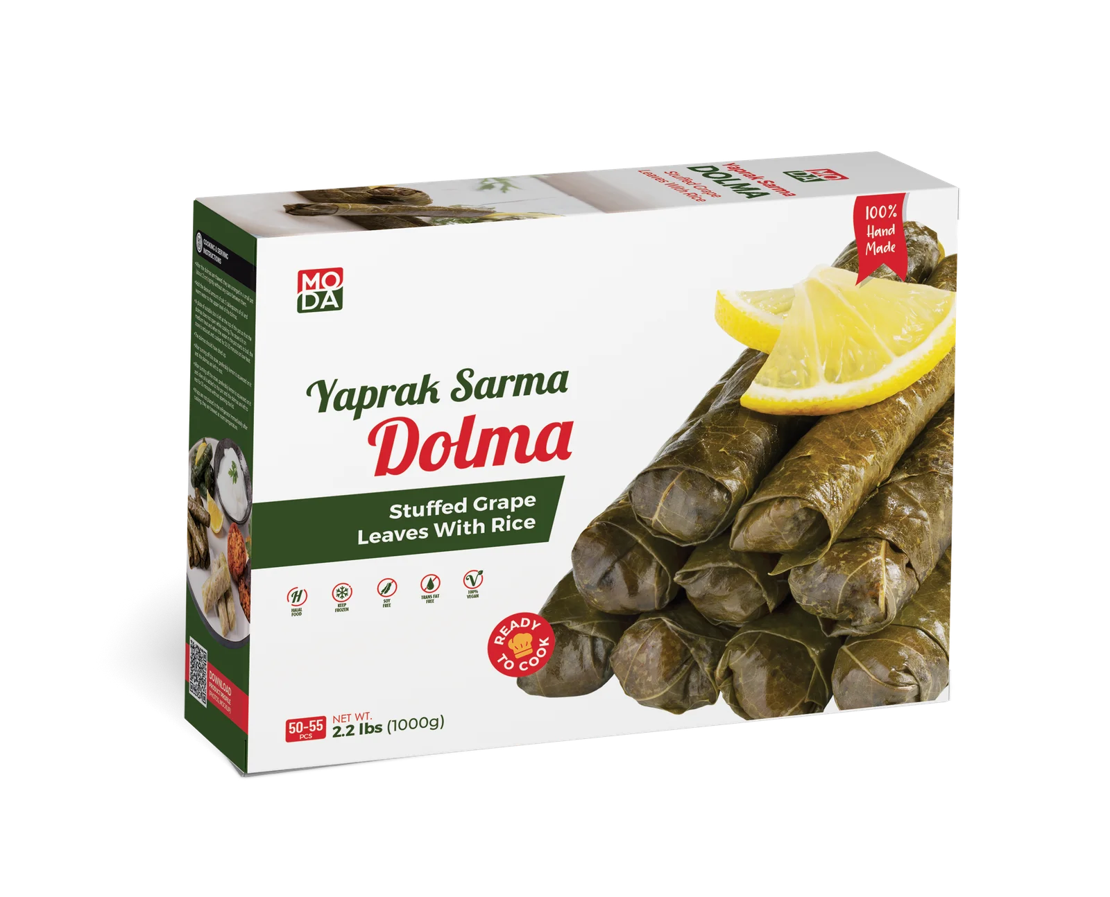 Moda Dolma, Stuffed Grape Leaves with Rice, Uncooked, 35.2oz (1000g) - Image 2