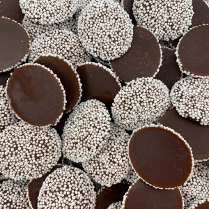 Dark Chocolate Nonpareils White Seed 25 Pound Sealed Case