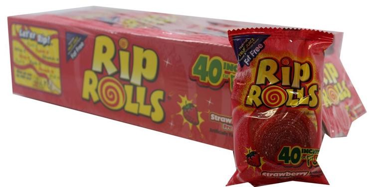 Rip Rolls Strawberry Sweet & Sour Fruit Rolls 1.4 oz 24ct - Image 2