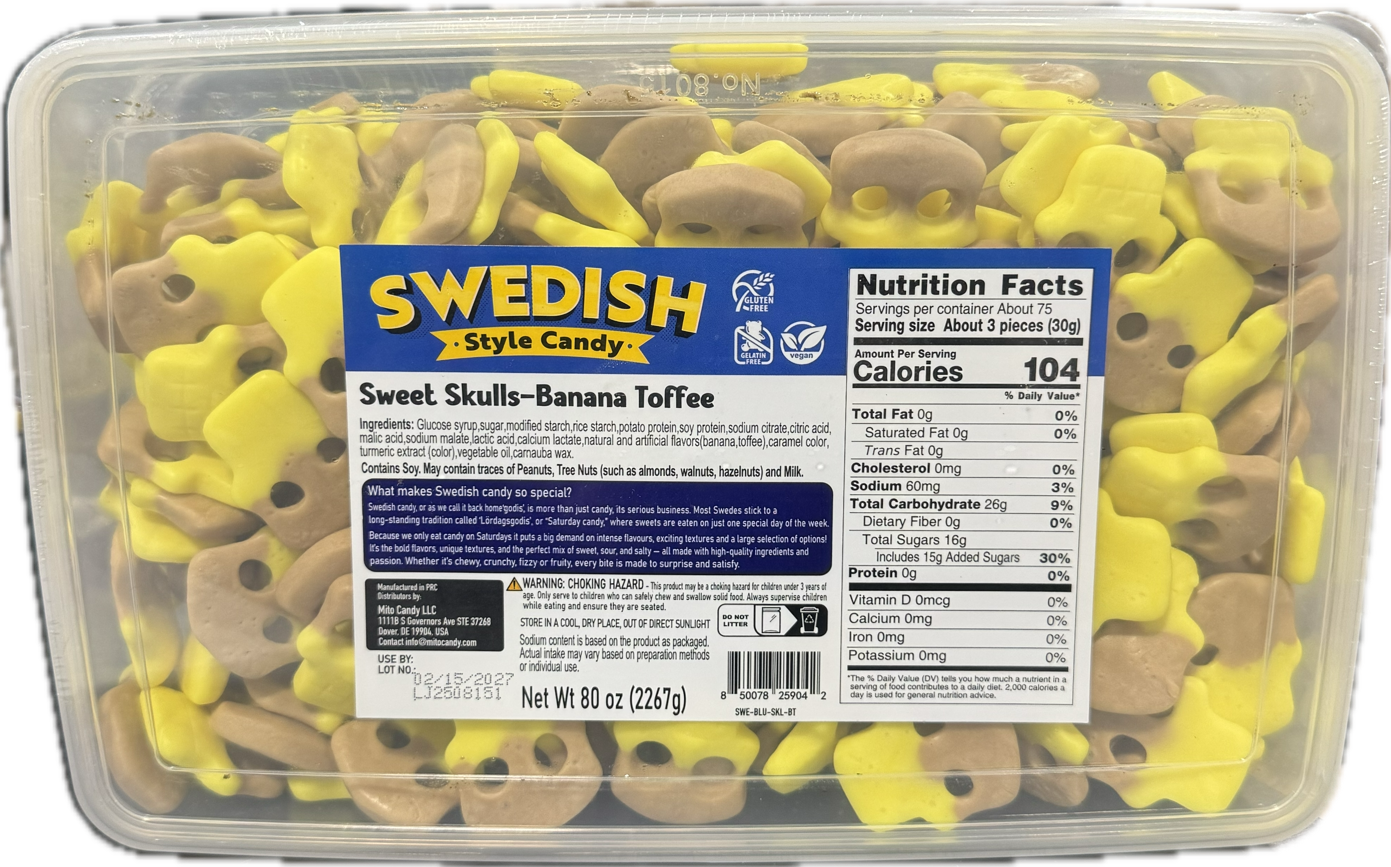 Mito Swedish Style Gummy Skulls Banana Toffee 5 lb - Image 2