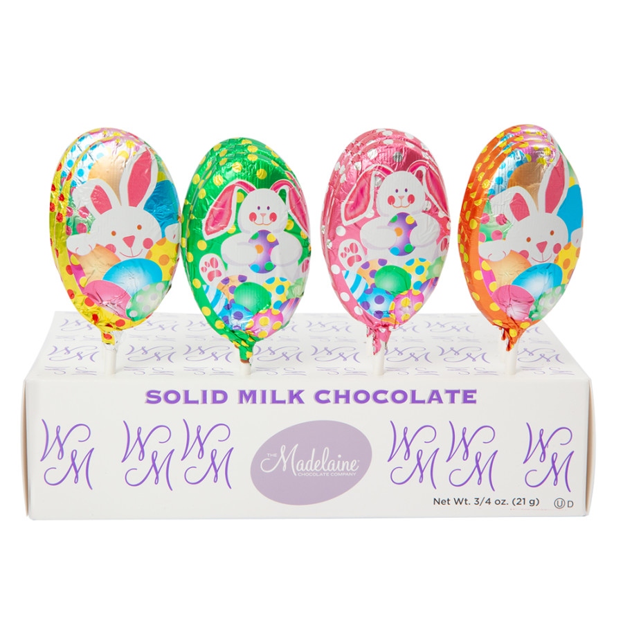 Madelaine Milk Chocolate East Egg Chocolate Lollipops 24 ct Tray