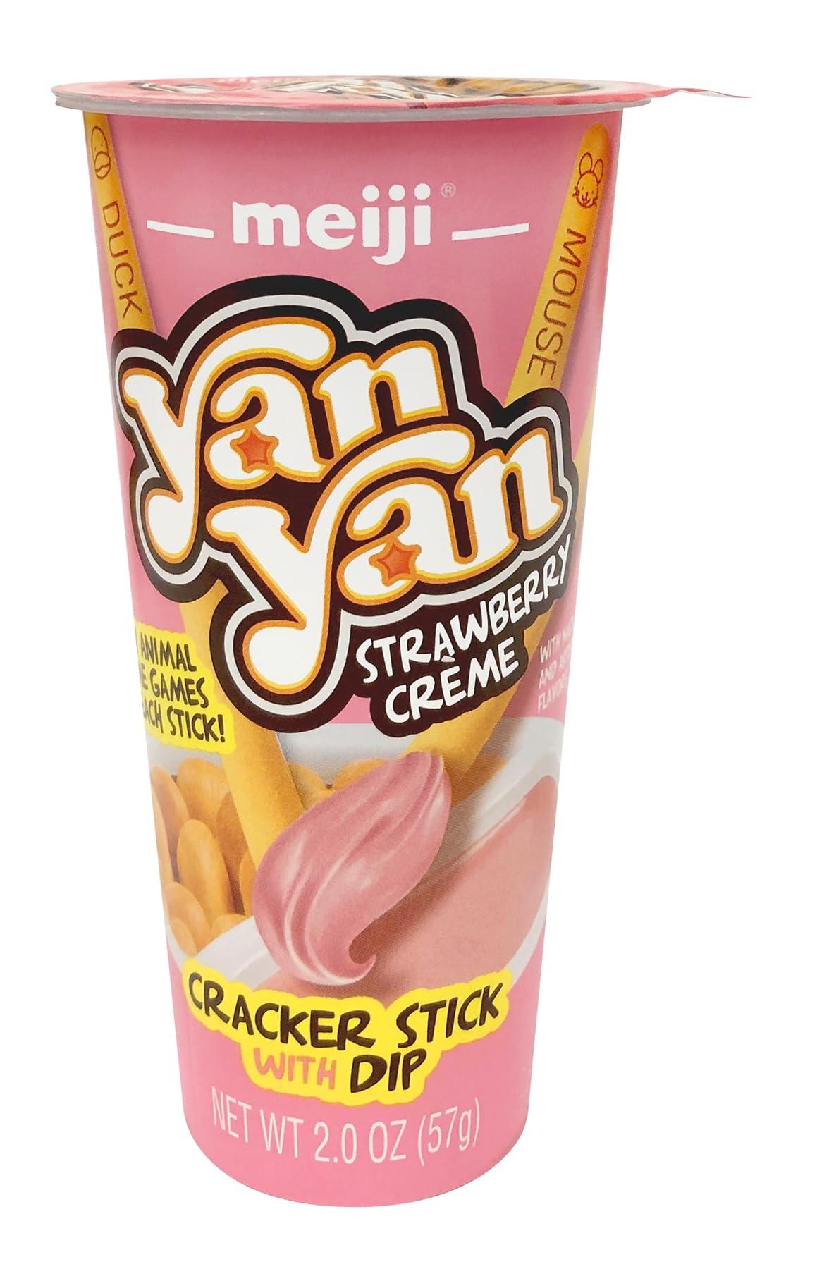 Meiji Yan Yan Dipping Sticks Strawberry Crème 10 Count 2 Ounce Display Tray