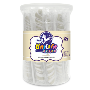 Mini Unicorn Pops Spiral Twist White Lollipop 24 ct 6.5″