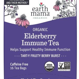 Earth Mama Organic Elderberry Immune Support Tea with Echinacea 16 Teabags