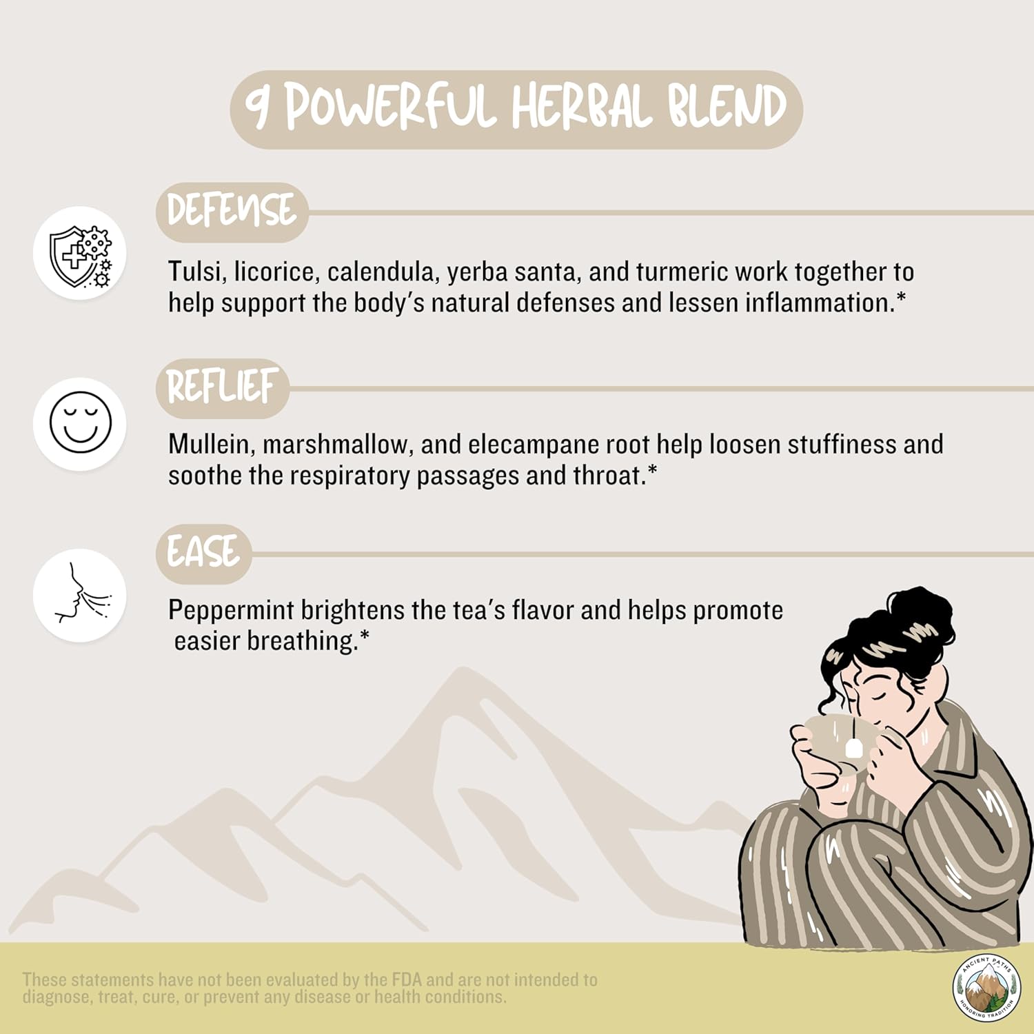 Ancient Paths Mullein Herbal Tea Blend Respiratory Support & Immunity Caffeine Free 20 Sachets - Image 4